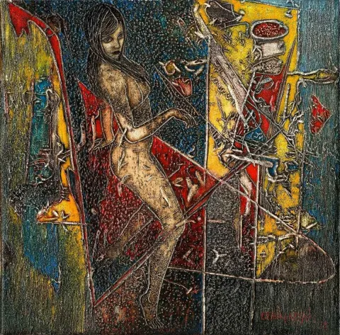 ERKİN KESKİN — “isimsiz”, 2015 "isimsiz" eseri ERKİN KESKİN tarafından 2015 yılında 25x25 cm ölçülerinde Tuval üzeri yağlı boya tekniği ile yapılmıştır.