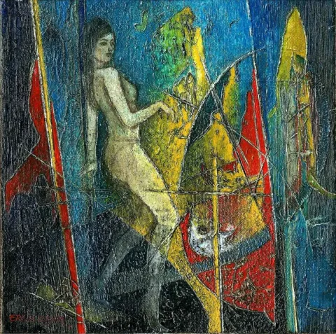 ERKİN KESKİN — “isimsiz”, 2015 "isimsiz" eseri ERKİN KESKİN tarafından 2015 yılında 25x25 cm ölçülerinde Tuval üzeri yağlı boya tekniği ile yapılmıştır.