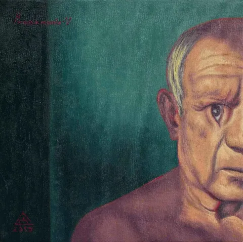 "Picasso.mania" eseri EYÜP ATAŞ tarafından 2015 yılında 25x25 cm ölçülerinde Tuval üzeri yağlı boya tekniği ile yapılmıştır.