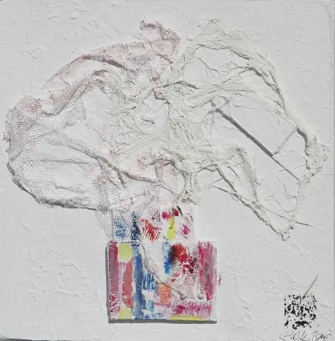 FATMA DİLANUR KÖSE — “isimsiz”, 2015 "isimsiz" eseri FATMA DİLANUR KÖSE tarafından 2015 yılında 25x25 cm ölçülerinde Tuval üzeri karışık teknik tekniği ile yapılmıştır.