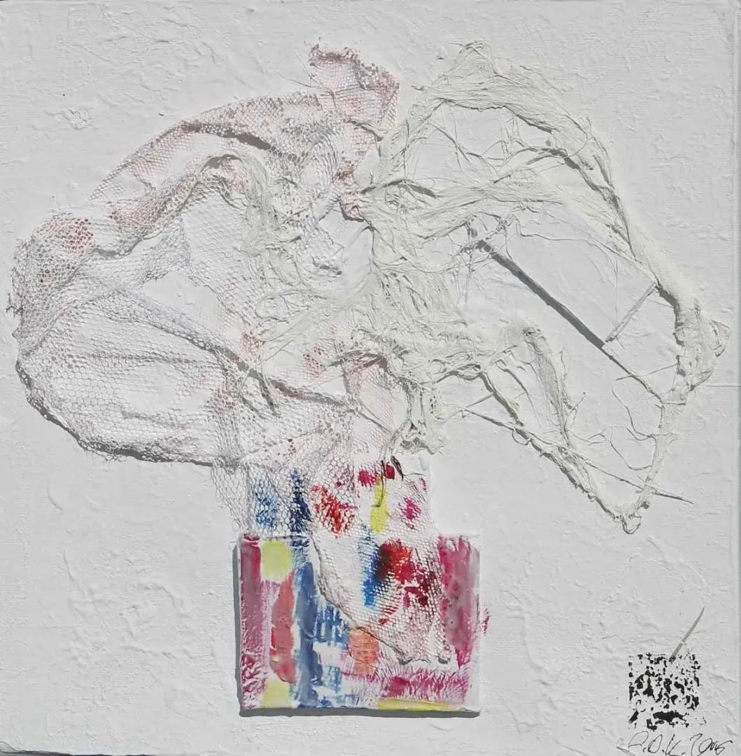 FATMA DİLANUR KÖSE — “isimsiz”, 2015 "isimsiz" eseri FATMA DİLANUR KÖSE tarafından 2015 yılında 25x25 cm ölçülerinde Tuval üzeri karışık teknik tekniği ile yapılmıştır.