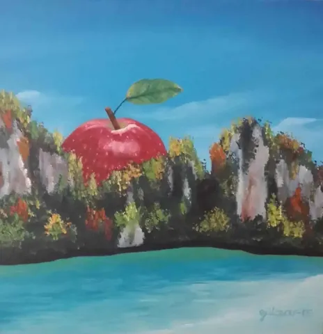 "isimsiz" eseri GÜLİZAR YAMAK tarafından 2015 yılında 25x25 cm ölçülerinde Tuval üzeri yağlı boya tekniği ile yapılmıştır.