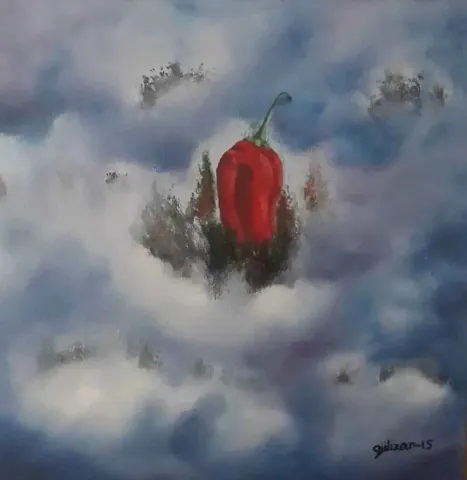 "isimsiz" eseri GÜLİZAR YAMAK tarafından 2015 yılında 25x25 cm ölçülerinde Tuval üzeri yağlı boya tekniği ile yapılmıştır.