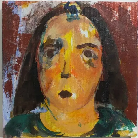 "isimsiz" eseri HİLAL UĞURLU ÖZCAN tarafından 2015 yılında 25x25 cm ölçülerinde Tuval üzeri akrilik boya tekniği ile yapılmıştır.