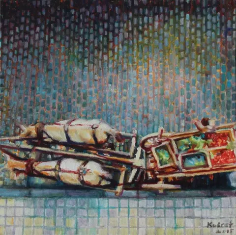 "isimsiz" eseri KUDRET TÜRKÜM tarafından 2015 yılında 25x25 cm ölçülerinde Tuval üzeri akrilik boya tekniği ile yapılmıştır.