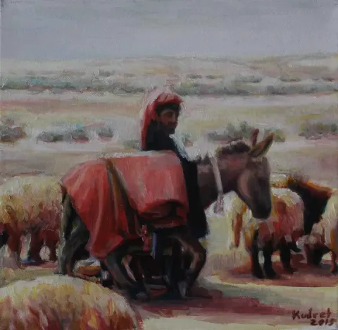 "isimsiz" eseri KUDRET TÜRKÜM tarafından 2015 yılında 25x25 cm ölçülerinde Tuval üzeri akrilik boya tekniği ile yapılmıştır.