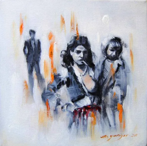 MEHMET YANGIR — “Bir Çingene Masalı”, 2015 "Bir Çingene Masalı" eseri MEHMET YANGIR tarafından 2015 yılında 25x25 cm ölçülerinde Tuval üzeri yağlı boya tekniği ile yapılmıştır.