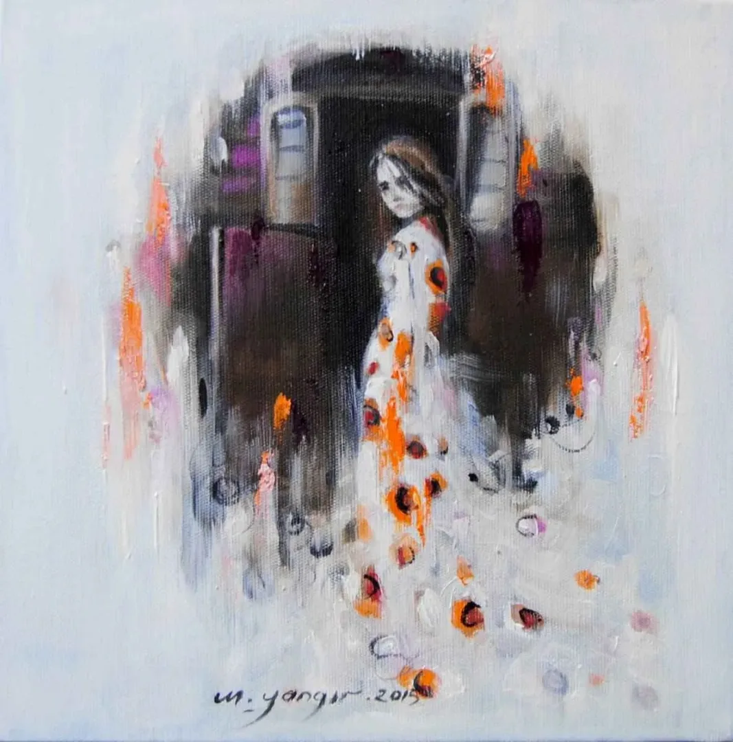 yakınlaştır "Bir Çingene Masalı" eseri MEHMET YANGIR tarafından 2015 yılında 25x25 cm ölçülerinde Tuval üzeri yağlı boya tekniği ile yapılmıştır.