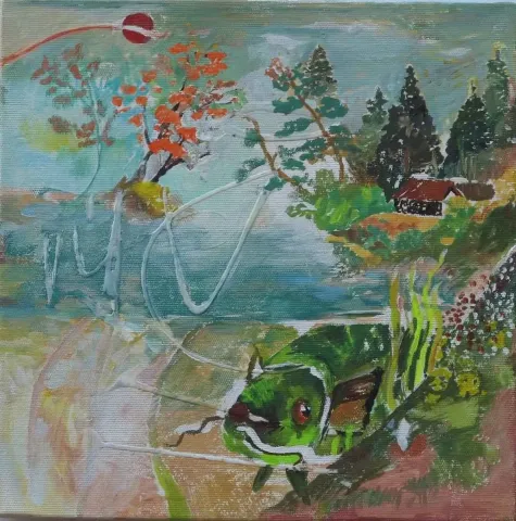 YELİZ DELİCE — “isimsiz”, 2015 "isimsiz" eseri YELİZ DELİCE tarafından 2015 yılında 25x25 cm ölçülerinde Tuval üzeri akrilik boya tekniği ile yapılmıştır.