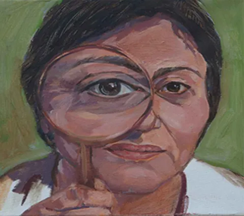 "Beş Duyu" eseri ŞERİFE KARAMÜFTÜOĞLU tarafından 2015 yılında 25x25 cm ölçülerinde Tuval üzeri yağlı boya tekniği ile yapılmıştır.