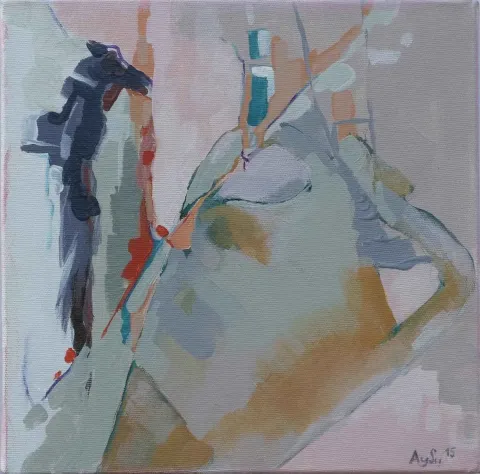 "isimsiz" eseri AYSU BAY tarafından 2015 yılında 25x25 cm ölçülerinde Tuval üzeri yağlı boya tekniği ile yapılmıştır.