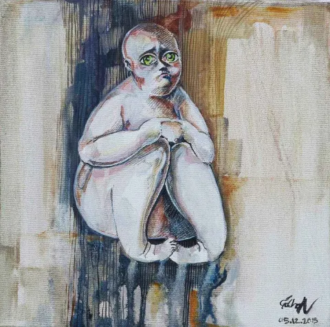 "isimsiz" eseri GÖKHAN CIVIK tarafından 2015 yılında 25x25 cm ölçülerinde Tuval üzeri yağlı boya tekniği ile yapılmıştır.