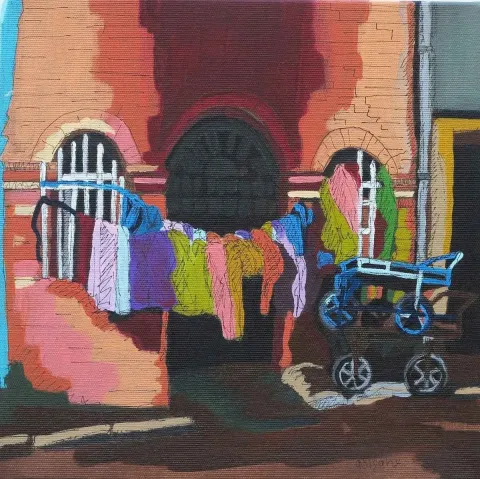 "isimsiz" eseri GÜLŞAH ÇALHAN tarafından 2015 yılında 25x25 cm ölçülerinde Tuval üzeri akrilik boya tekniği ile yapılmıştır.