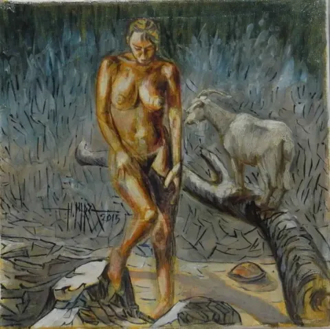 HASAN MİRZA — “isimsiz”, 2015 "isimsiz" eseri HASAN MİRZA tarafından 2015 yılında 25x25 cm ölçülerinde Tuval üzeri akrilik boya tekniği ile yapılmıştır.