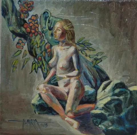 HASAN MİRZA — “isimsiz”, 2015 "isimsiz" eseri HASAN MİRZA tarafından 2015 yılında 25x25 cm ölçülerinde Tuval üzeri akrilik boya tekniği ile yapılmıştır.