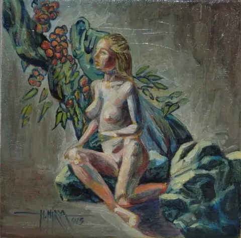 HASAN MİRZA — “isimsiz”, 2015 "isimsiz" eseri HASAN MİRZA tarafından 2015 yılında 25x25 cm ölçülerinde Tuval üzeri akrilik boya tekniği ile yapılmıştır.