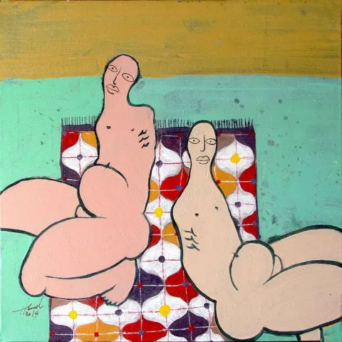 "isimsiz" eseri HEMAD JAVADZADE tarafından 2015 yılında 25x25 cm ölçülerinde Tuval üzeri akrilik boya tekniği ile yapılmıştır.