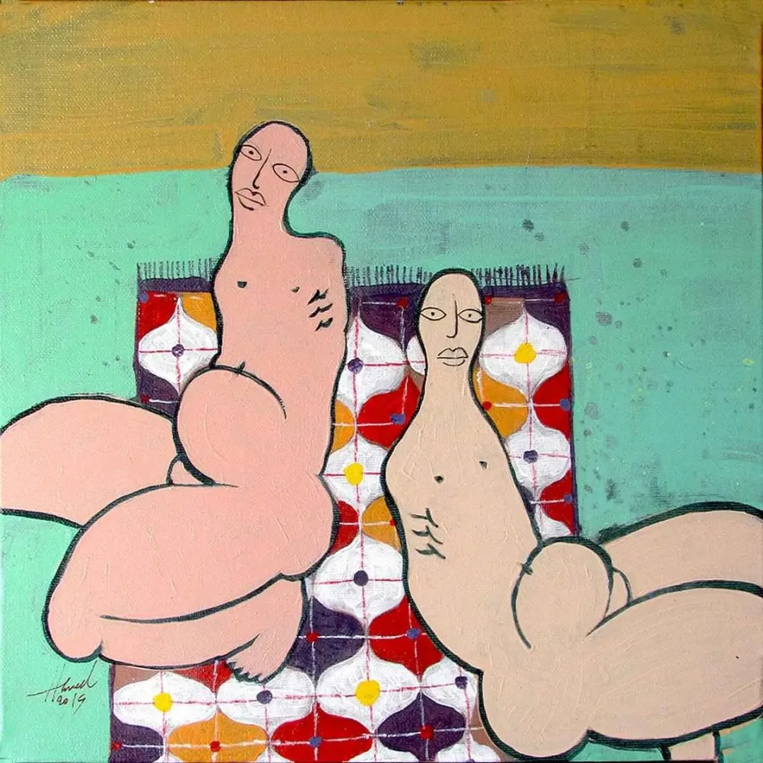 "isimsiz" eseri HEMAD JAVADZADE tarafından 2015 yılında 25x25 cm ölçülerinde Tuval üzeri akrilik boya tekniği ile yapılmıştır.