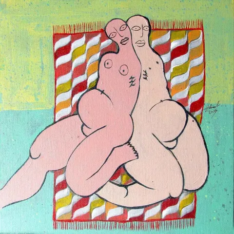 "isimsiz" eseri HEMAD JAVADZADE tarafından 2015 yılında 25x25 cm ölçülerinde Tuval üzeri akrilik boya tekniği ile yapılmıştır.