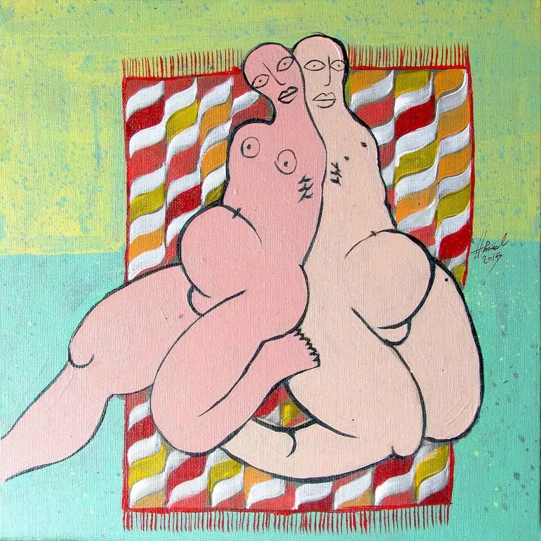 "isimsiz" eseri HEMAD JAVADZADE tarafından 2015 yılında 25x25 cm ölçülerinde Tuval üzeri akrilik boya tekniği ile yapılmıştır.