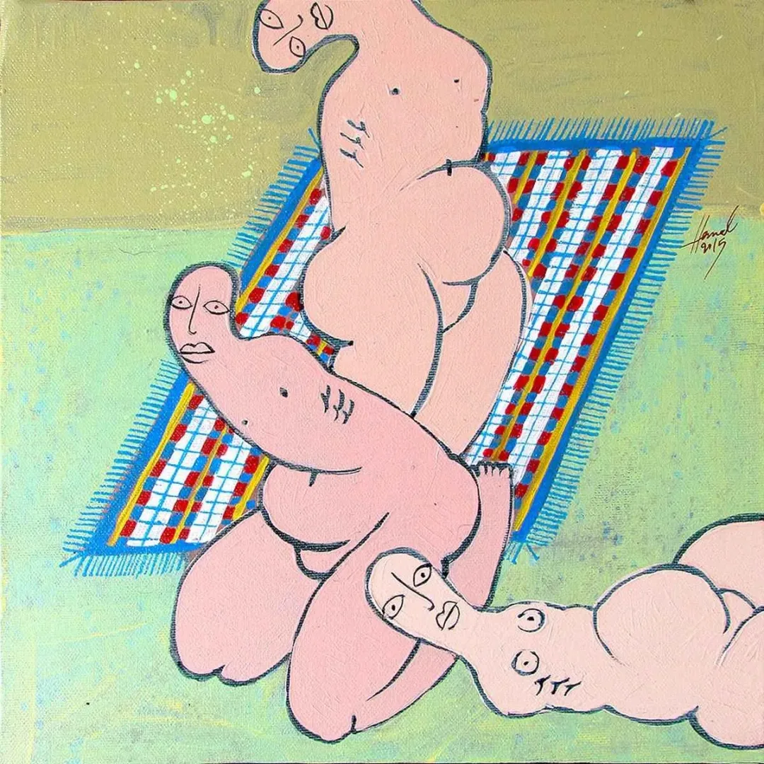 "isimsiz" eseri HEMAD JAVADZADE tarafından 2015 yılında 25x25 cm ölçülerinde Tuval üzeri akrilik boya tekniği ile yapılmıştır.