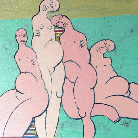 "isimsiz" eseri HEMAD JAVADZADE tarafından 2015 yılında 25x25 cm ölçülerinde Tuval üzeri akrilik boya tekniği ile yapılmıştır.