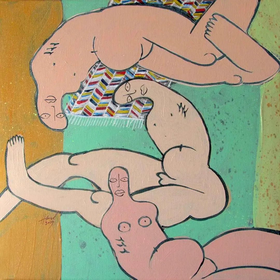 "isimsiz" eseri HEMAD JAVADZADE tarafından 2015 yılında 25x25 cm ölçülerinde Tuval üzeri akrilik boya tekniği ile yapılmıştır.