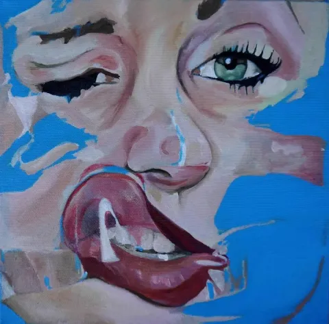 "isimsiz" eseri MERVE OYMAN tarafından 2015 yılında 25x25 cm ölçülerinde Tuval üzeri akrilik boya tekniği ile yapılmıştır.
