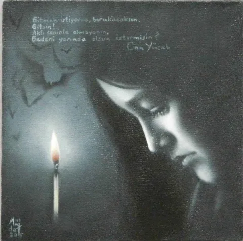 MÜJDAT BAYBURTLUGİL — “isimsiz”, 2015 "isimsiz" eseri MÜJDAT BAYBURTLUGİL tarafından 2015 yılında 25x25 cm ölçülerinde Tuval üzeri yağlı boya tekniği ile yapılmıştır.