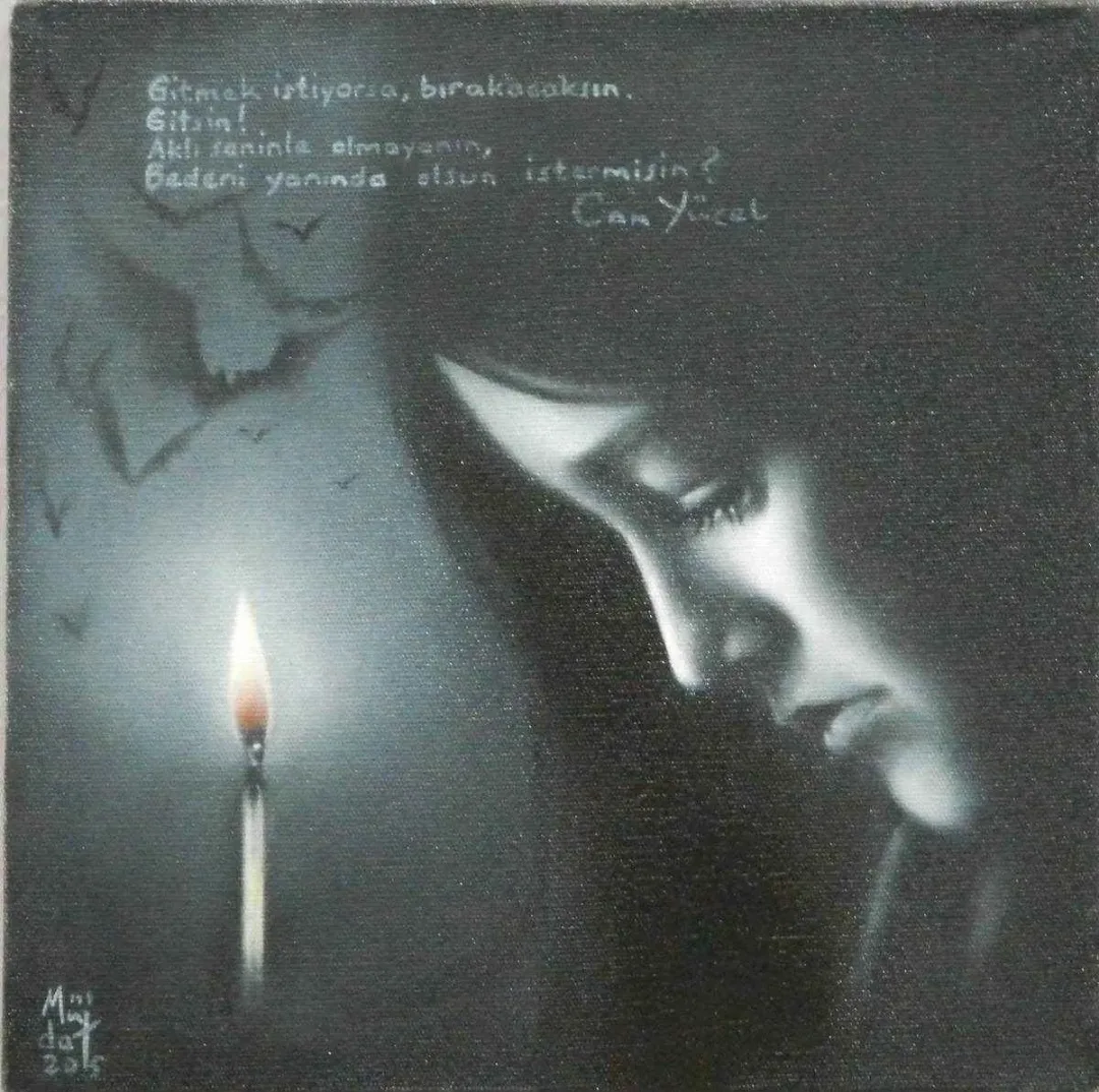 MÜJDAT BAYBURTLUGİL — “isimsiz”, 2015 "isimsiz" eseri MÜJDAT BAYBURTLUGİL tarafından 2015 yılında 25x25 cm ölçülerinde Tuval üzeri yağlı boya tekniği ile yapılmıştır.