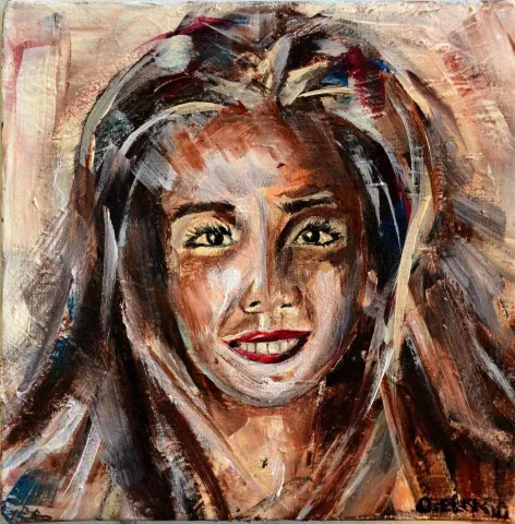 "isimsiz" eseri OĞUZ ELİKARA tarafından 2015 yılında 25x25 cm ölçülerinde Tuval üzeri akrilik boya tekniği ile yapılmıştır.