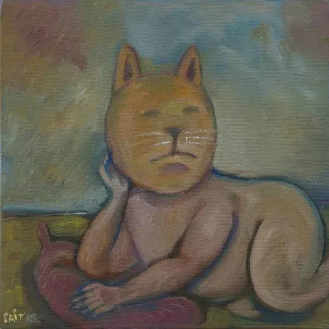 "nü-yav" eseri SAİT OKTAY tarafından 2015 yılında 25x25 cm ölçülerinde Tuval üzeri yağlı boya tekniği ile yapılmıştır.