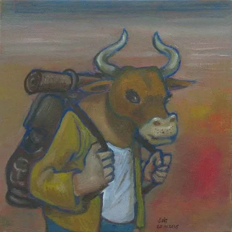 "Saitoros" eseri SAİT OKTAY tarafından 2015 yılında 25x25 cm ölçülerinde Tuval üzeri yağlı boya tekniği ile yapılmıştır.