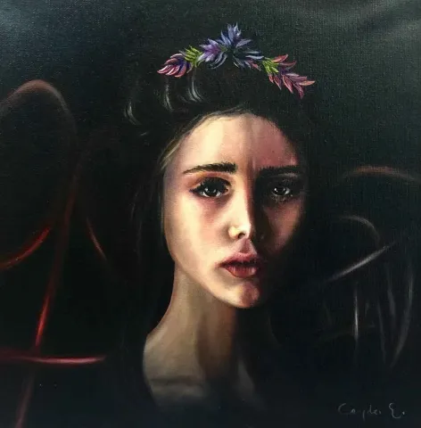 "isimsiz" eseri CEYDA ELÇİ tarafından 2015 yılında 25x25 cm ölçülerinde Tuval üzeri yağlı boya tekniği ile yapılmıştır.