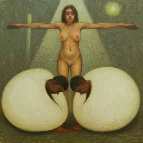 ÖMER EKEN — “isimsiz”, 2015 "isimsiz" eseri ÖMER EKEN tarafından 2015 yılında 25x25 cm ölçülerinde Tuval üzeri yağlı boya tekniği ile yapılmıştır.