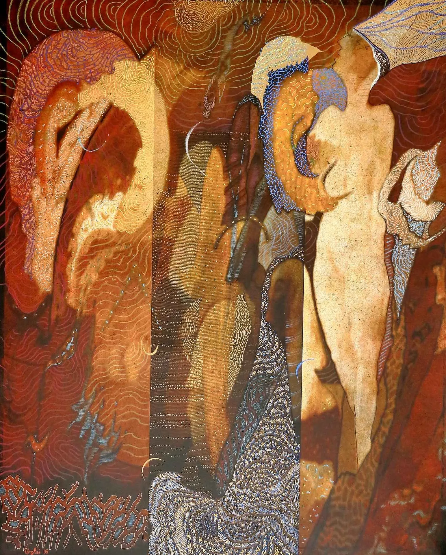 "Bir Rüya" eseri NECMETTİN ÖZLÜ tarafından 2016 yılında 100x80 cm ölçülerinde Tuval üzeri karışık teknik tekniği ile yapılmıştır.