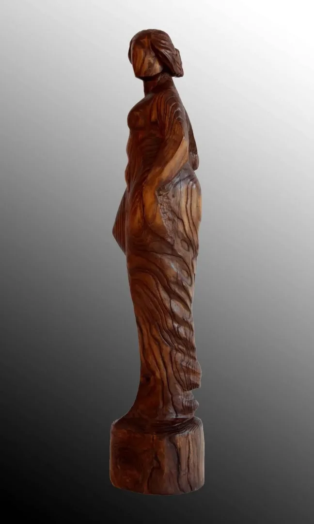 Bu eser AZİMET KARAMAN tarafından 2016 yılında 82x22x20 cm ölçülerinde Ağaç yontu tekniği ile yapılmıştır.