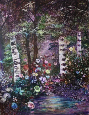 NİL KÖKEN — “Büyülü Orman”, 2016 "Büyülü Orman" eseri NİL KÖKEN tarafından 2016 yılında 180x140 cm ölçülerinde Tuval üzeri yağlı boya tekniği ile yapılmıştır.