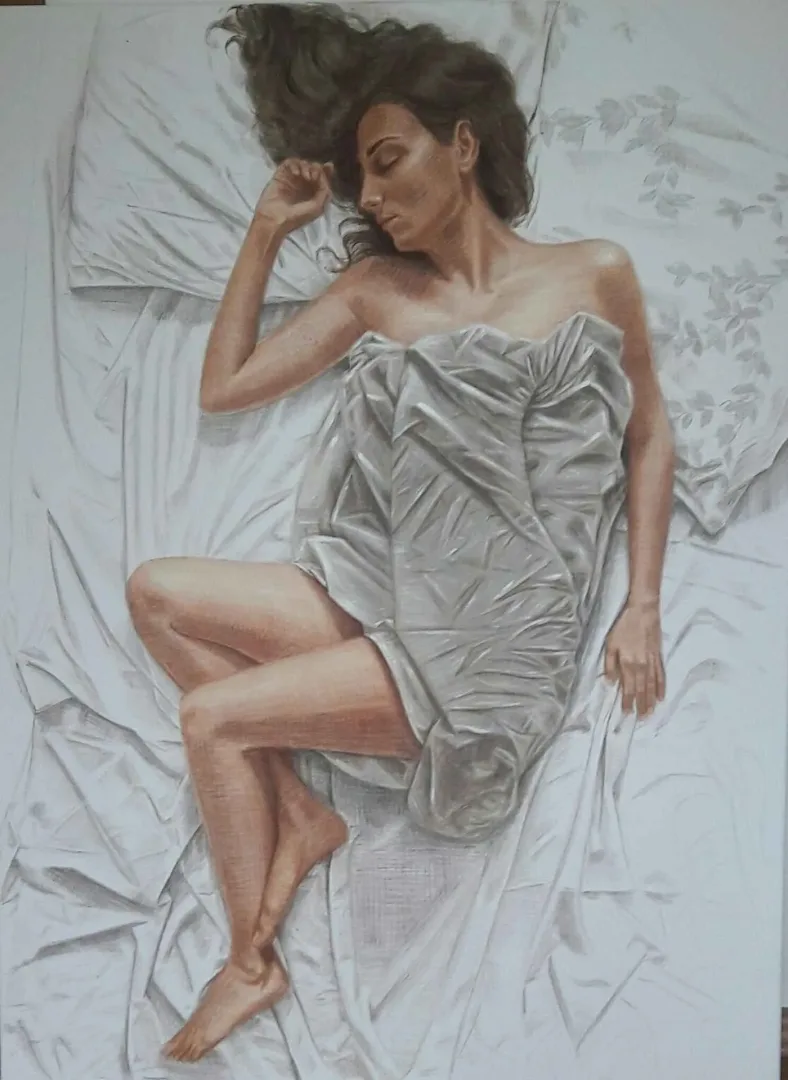 Bu eser RUGÜL SERBEST tarafından 2016 yılında 120x90 cm ölçülerinde Tuval üzeri yağlı boya tekniği ile yapılmıştır.