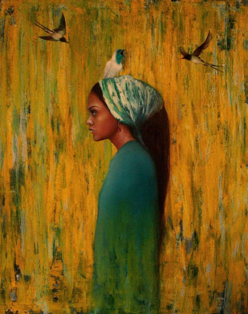 yakınlaştır "Melekutî kuşlarım" eseri AZAT YEMAN tarafından 2016 yılında 100x80 cm ölçülerinde Tuval üzeri akrilik ve yağlı boya tekniği ile yapılmıştır.