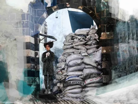 MUSTAFA MUTLU — “Kerem Gibi”, 2016 "Kerem Gibi" eseri MUSTAFA MUTLU tarafından 2016 yılında 90x120 cm ölçülerinde Duralit üzeri karışık teknik tekniği ile yapılmıştır.