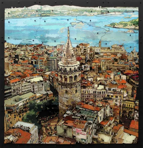 EMRE LÜLE tarafından 2016 yılında 90x93 cm ölçülerinde Poliplastik tekniği ile yapılmıştır.