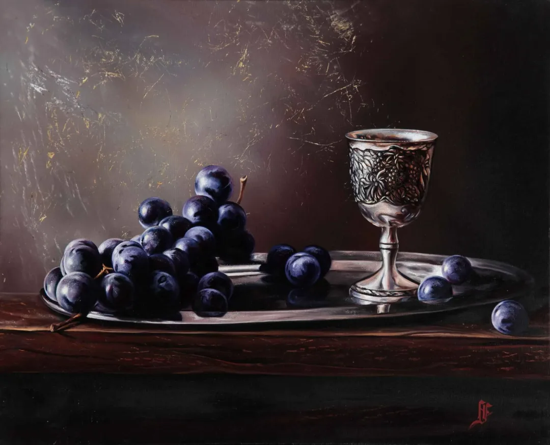 yakınlaştır "Üzümler" eseri HÜSEYİN FEYZULLAH tarafından 2016 yılında 40x50 cm ölçülerinde Tuval üzeri yağlı boya tekniği ile yapılmıştır.
