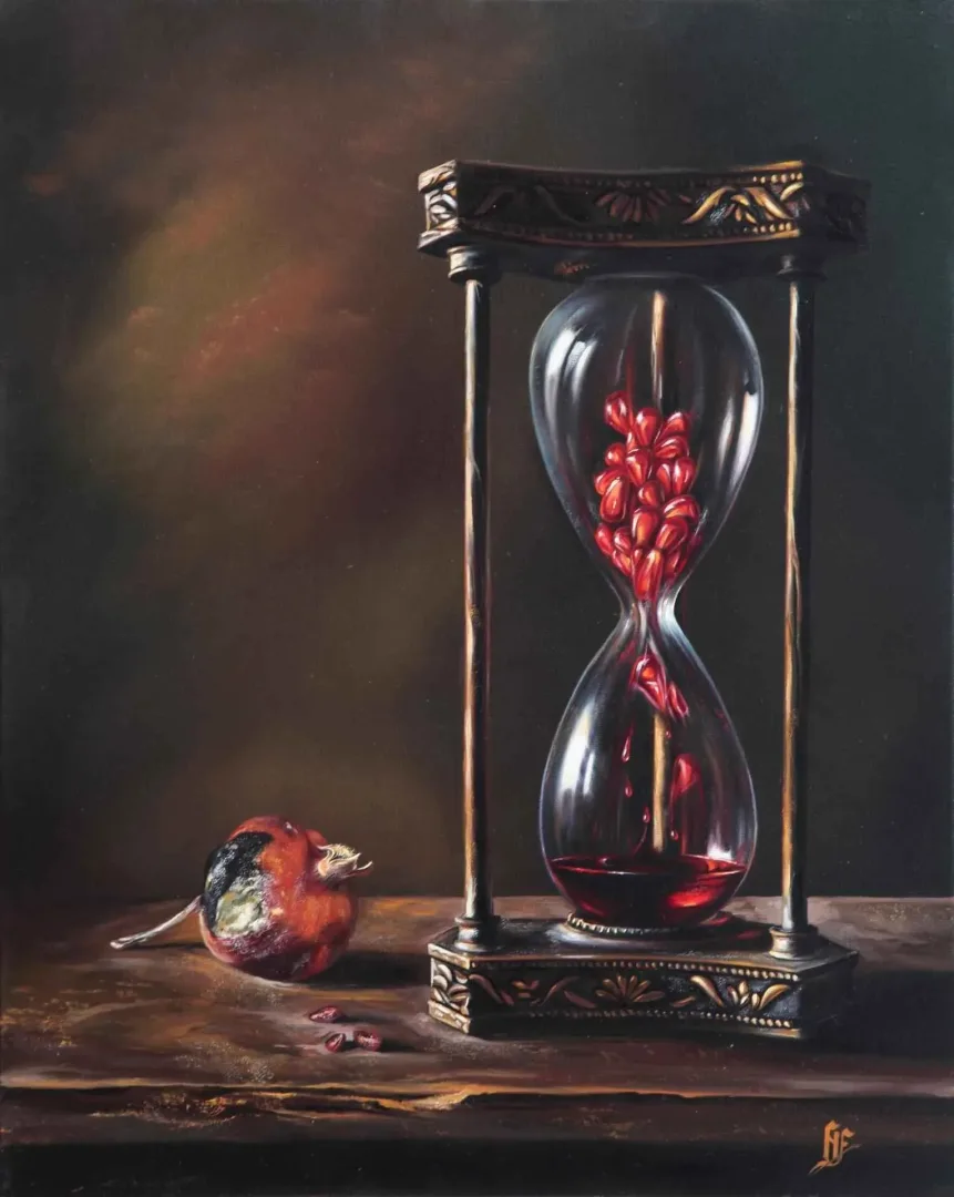 yakınlaştır "Kum saati" eseri HÜSEYİN FEYZULLAH tarafından 2016 yılında 50x40 cm ölçülerinde Tuval üzeri yağlı boya tekniği ile yapılmıştır.