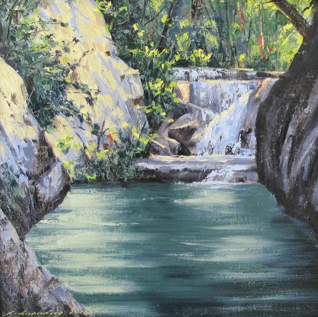 yakınlaştır "Saklı cennet" eseri FATİH KARAKAŞ tarafından 2016 yılında 25x25 cm ölçülerinde Tuval üzeri yağlı boya tekniği ile yapılmıştır.