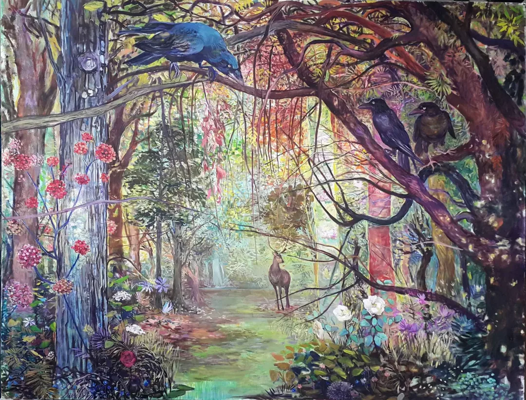 yakınlaştır "Büyülü Orman-II" eseri NİL KÖKEN tarafından 2016 yılında 160x200 cm ölçülerinde Tuval üzeri yağlı boya tekniği ile yapılmıştır.