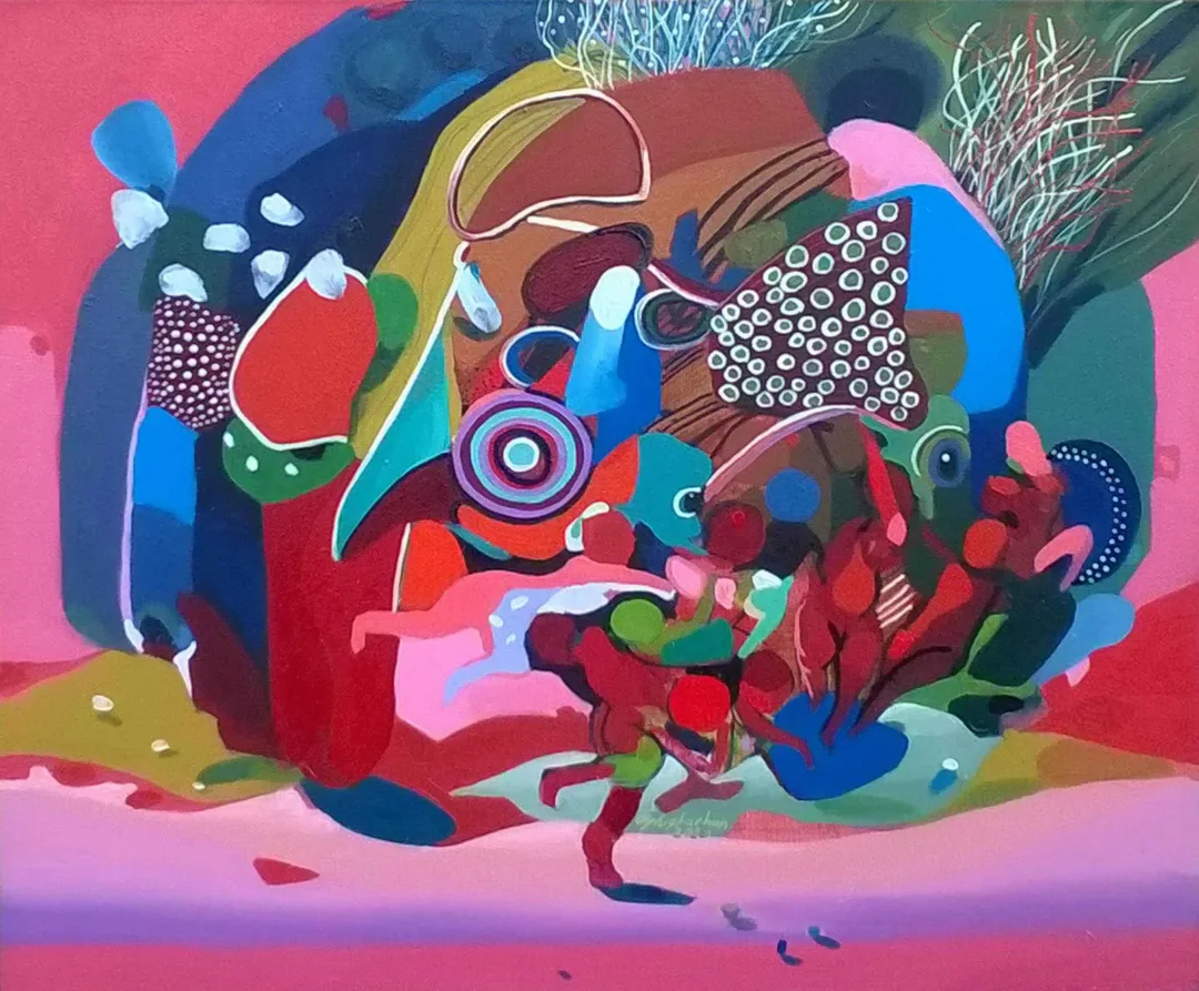 "Su üzerine hikayeler" eseri LEVENT OYLUÇTARHAN tarafından 2016 yılında 60x60 cm ölçülerinde Tuval üzeri yağlı boya tekniği ile yapılmıştır.