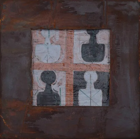 AYSUN ÇÖLBAYIR DİNİZ — “İsimsiz” "İsimsiz" eseri AYSUN ÇÖLBAYIR DİNİZ tarafından 44x44 cm ölçülerinde Kağıt seramik üzeri karışık teknik tekniği ile yapılmıştır.
