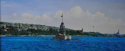"Kız Kulesi ve Üsküdar" eseri BEŞİR SARPÇA tarafından 2015 yılında 50x116 cm ölçülerinde Tuval üzeri yağlı boya tekniği ile yapılmıştır.