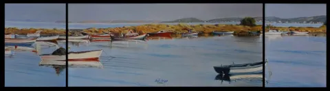 "Altınova" eseri BEŞİR SARPÇA tarafından 2008 yılında 40x150 cm ölçülerinde Tuval üzeri yağlı boya tekniği ile yapılmıştır.